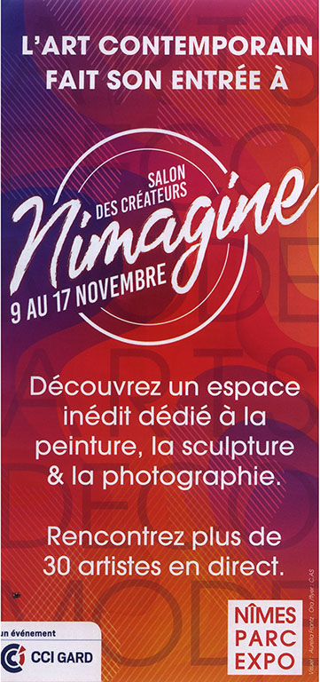 NIMAGINE ouverture  semaine de 12h à 19h— week-ends de 10h à 19h- Nocturne vendredi 15 novembre jusqu’à 22h